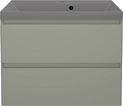 Style Line Тумба под раковину Манхэттен 70 Plus подвесная эмаль олива матовая – фотография-10